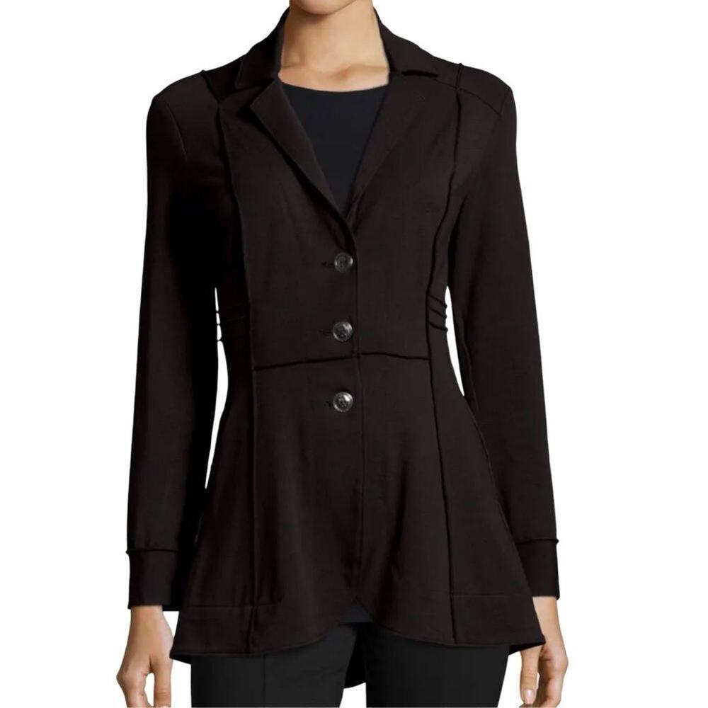 Nic+Zoe Tree Button Seamed Riding Jacket Blazer Size X Small Black New